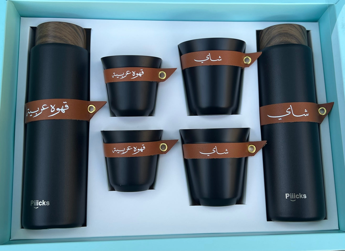  طقم قهوه وشاي مع جلد