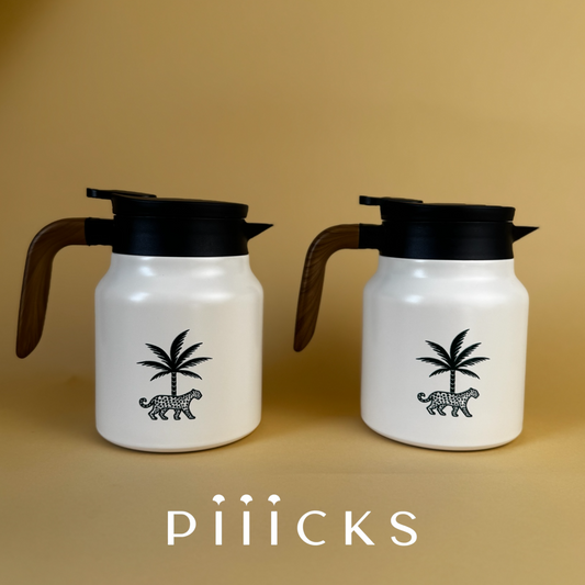 طقم حافظة لون بيج بنقشة النمر والنخلة