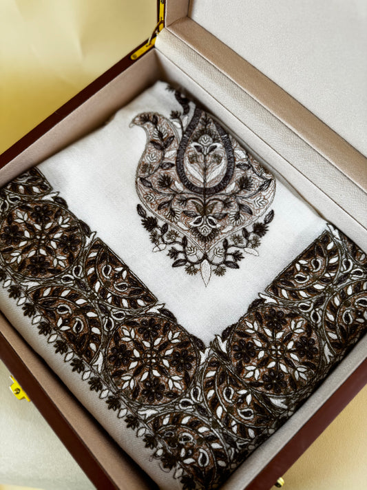 شال باشمينا كشميري سوبر ترمه بيور ١٠٠٪؜