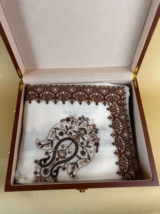 شال باشمينا كشميري سوبر ترمه بيور ١٠٠٪؜