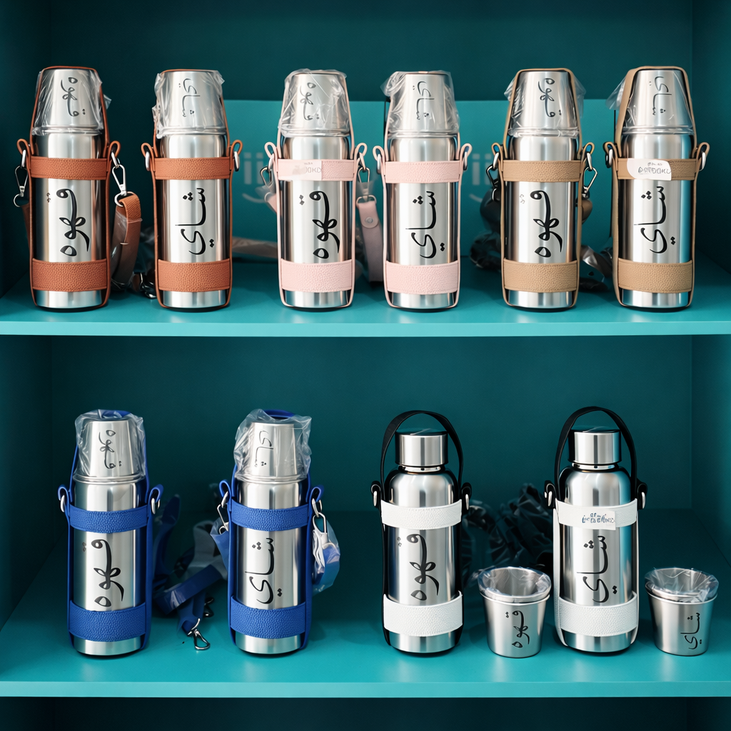 (متوفر ٥ ألوان ) طقم شاي وقهوه مع جلد