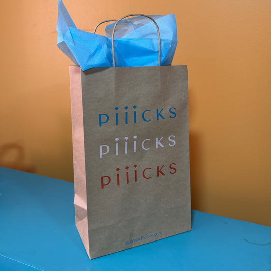 كيس حجم صغير مع ورق أزرق small craft shopping bag with blue paper