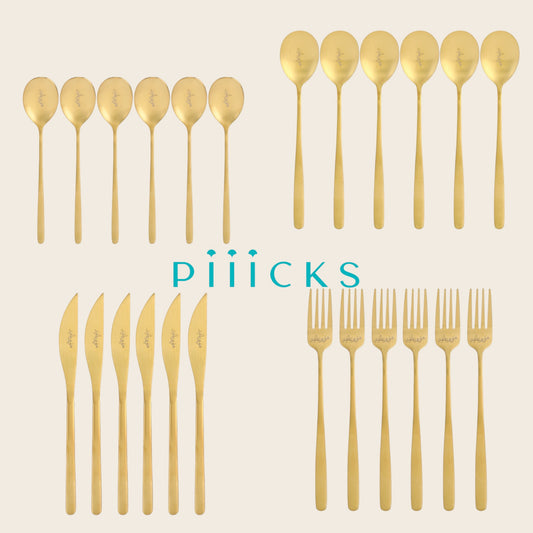 طقم ٢٤ قطعة ملاعق بعبارة هني وعافية ذهبي